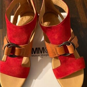 Maison Martin Margiela Red and Tan Sandals